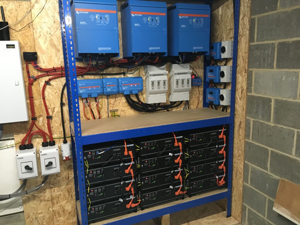 An installation of batteries for renewable energy